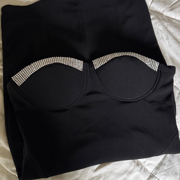 Forever 21 Black Strapless MiniDress with Rhinestone Trim. Corset-style. - Picture 4 of 7